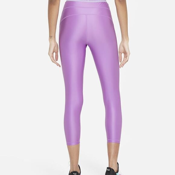 Nike Pro High Waisted 7/8 Length Leggings Compression Pants Shiny Pink White New - Picture 1 of 8